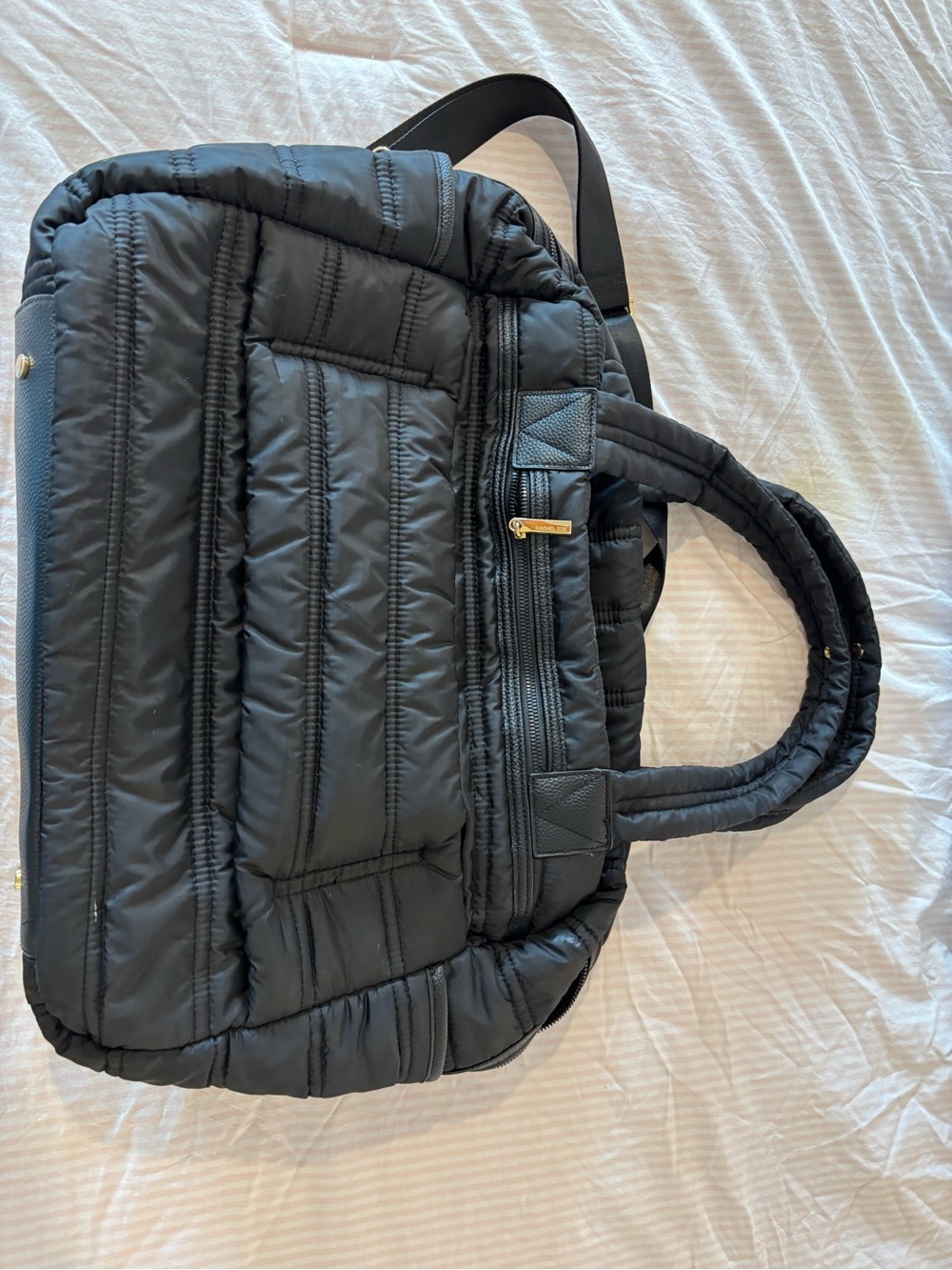 Rachel Zoe Black Quilted Water resistant Travel carry on